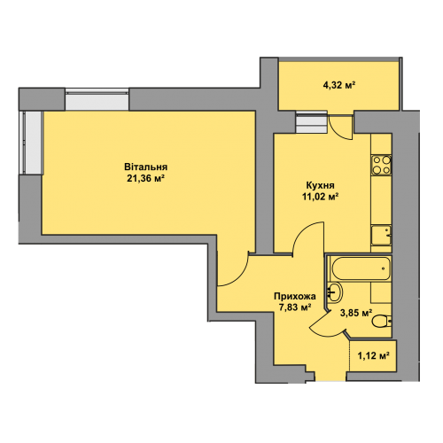 1-комнатная 49.5 м² в ЖК Східна Брама от 16 200 грн/м², Тернополь