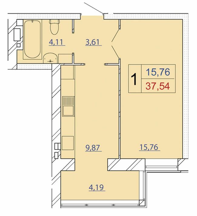 1-комнатная 37.54 м² в ЖК Avila Gold от 12 000 грн/м², Хмельницкий