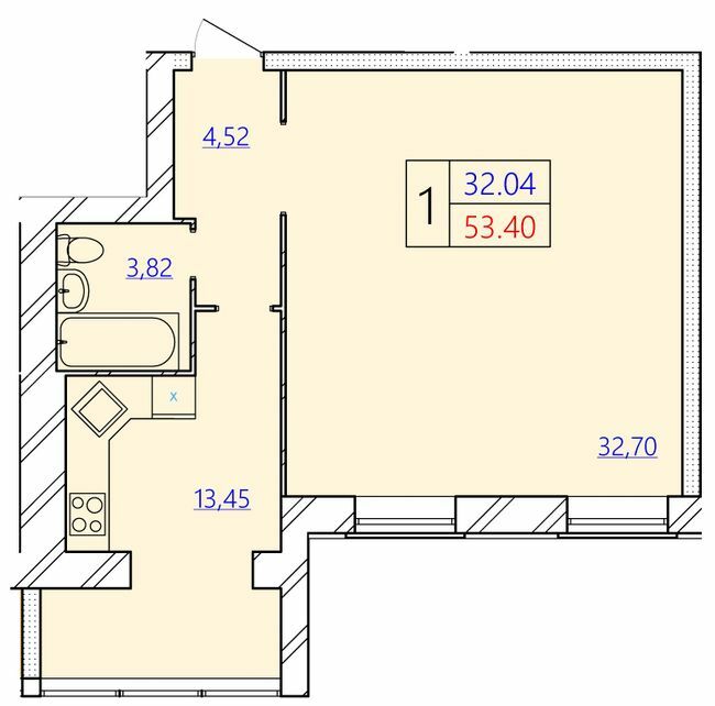 1-кімнатна 53.4 м² в ЖК Avila Gold від 13 000 грн/м², Хмельницький