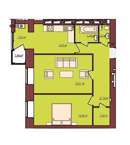 2-комнатная 63.97 м² в ЖК Дом Чехова от 11 500 грн/м², г. Каменец-Подольский