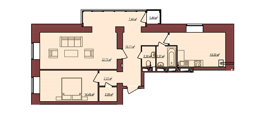 2-кімнатна 79.99 м² в ЖК Будинок Чехова від 13 500 грн/м², м. Кам`янець-Подільський