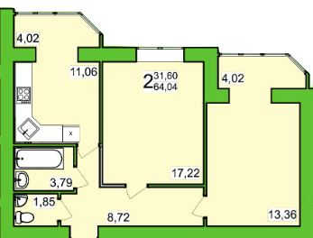 2-комнатная 64.08 м² в ЖК Прованс от 12 500 грн/м², Хмельницкий