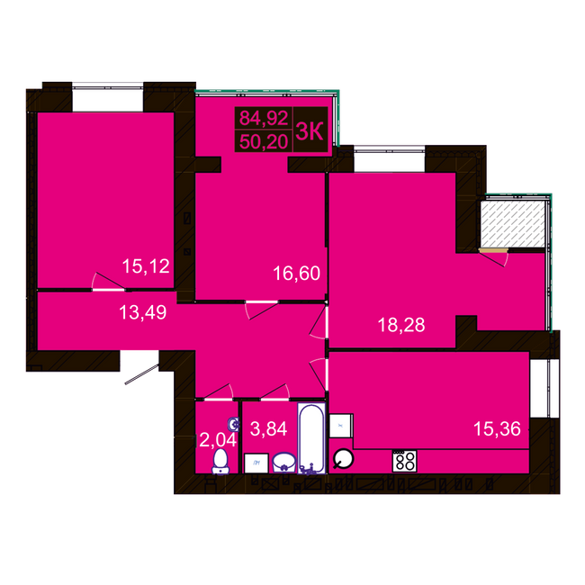 3-комнатная 84.92 м² в ЖК Millennium Hills от 14 500 грн/м², Хмельницкий