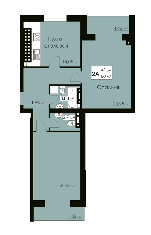 2-кімнатна 82 м² в ЖК Марко Поло від 26 100 грн/м², с. Крижанівка