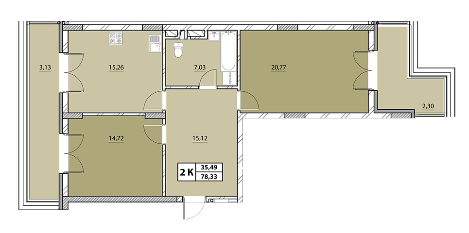 2-кімнатна 78.33 м² в ЖК Гіацинт-Люкс від 43 650 грн/м², Львів