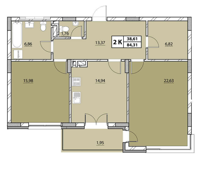 2-кімнатна 84.31 м² в ЖК Гіацинт-Люкс від 48 000 грн/м², Львів