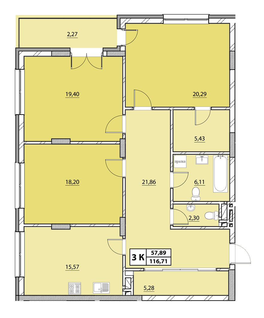 3-кімнатна 116.71 м² в ЖК Гіацинт-Люкс від 48 000 грн/м², Львів