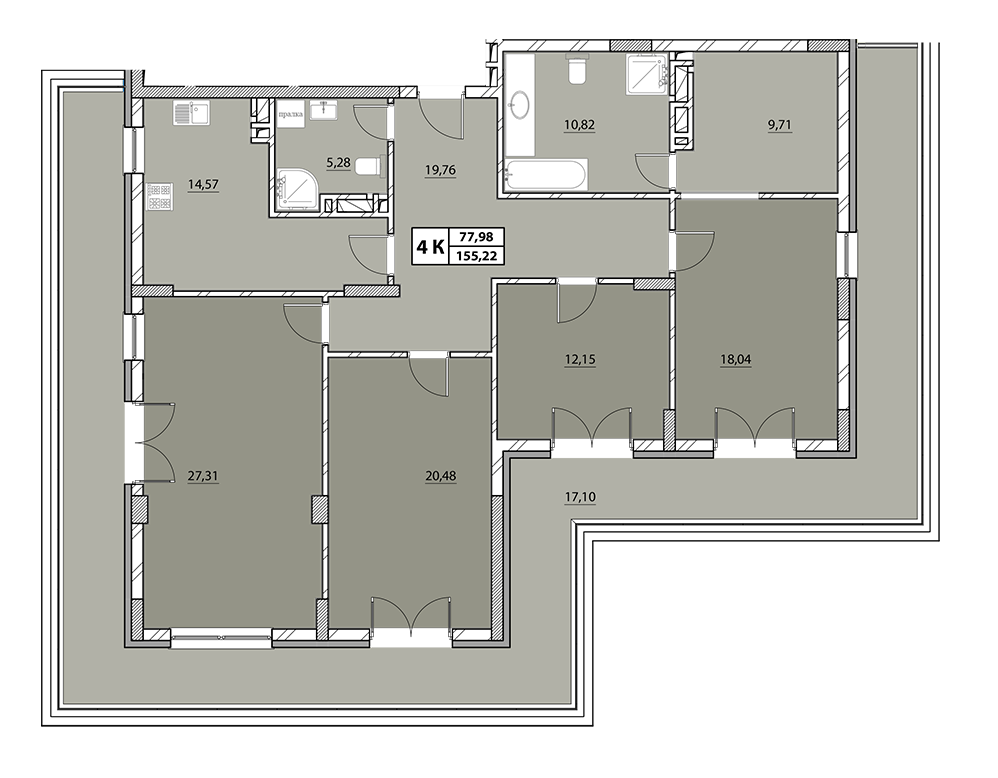 4-комнатная 155.52 м² в ЖК Гиацинт-Люкс от 41 450 грн/м², Львов