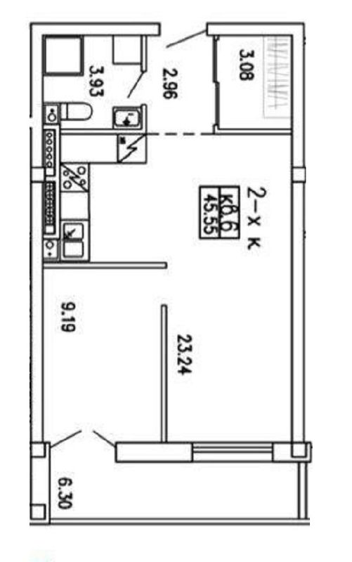 2-кімнатна 45.55 м² в КБ Уютный дом від 16 500 грн/м², Дніпро