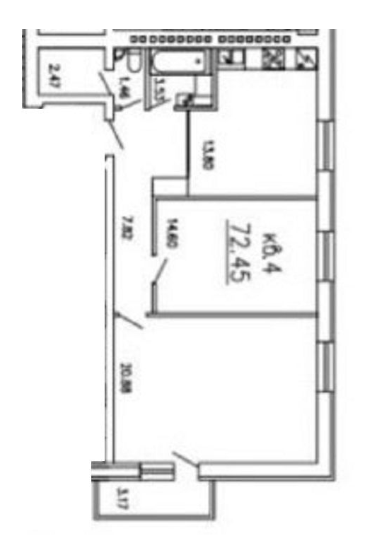 2-кімнатна 72.45 м² в КБ Уютный дом від 16 500 грн/м², Дніпро