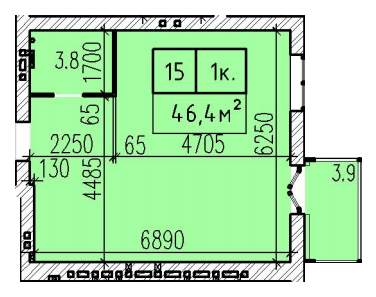 1-кімнатна 46.4 м² в ЖК Затишний від 27 000 грн/м², Дніпро