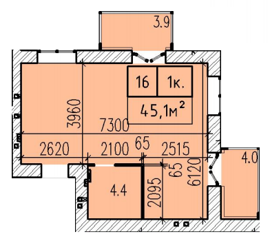 1-комнатная 45.1 м² в ЖК Затишний от 22 000 грн/м², Днепр