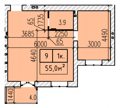 1-кімнатна 55 м² в ЖК Затишний від 22 000 грн/м², Дніпро