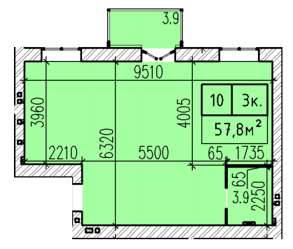 3-комнатная 57.8 м² в ЖК Затишний от 21 500 грн/м², Днепр