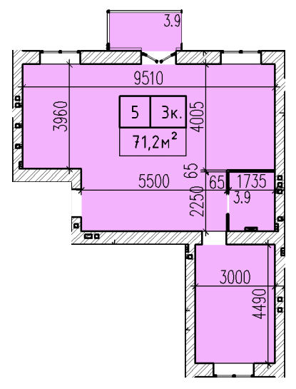 3-комнатная 71.2 м² в ЖК Затишний от 21 500 грн/м², Днепр