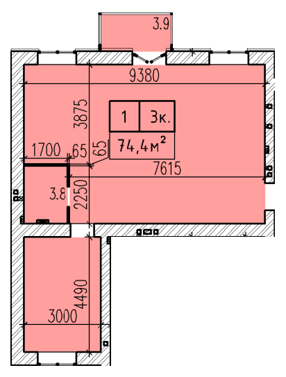 3-кімнатна 74.4 м² в ЖК Затишний від 21 500 грн/м², Дніпро