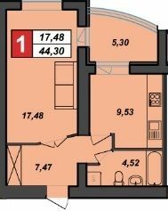 1-комнатная 44.3 м² в ЖК Sportcity от 19 500 грн/м², Хмельницкий