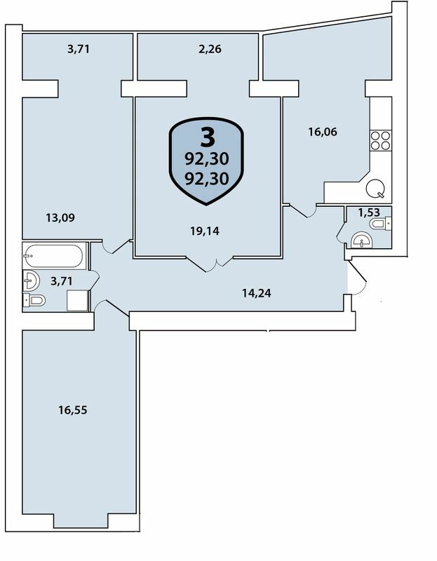 3-комнатная 92.3 м² в ЖК Олимпийский от 9 300 грн/м², Хмельницкий