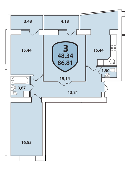 3-комнатная 86.81 м² в ЖК Олимпийский от 12 100 грн/м², Хмельницкий