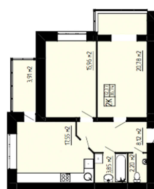 2-кімнатна 72.37 м² в ЖК Амстердам від 15 700 грн/м², Хмельницький