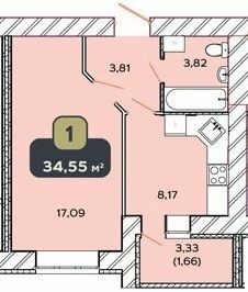 1-комнатная 34.55 м² в ЖК Spring Town от 10 400 грн/м², Хмельницкий