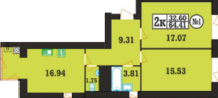 2-комнатная 64.41 м² в ЖК на ул. Панаса Мирного, 24 от 13 700 грн/м², Хмельницкий