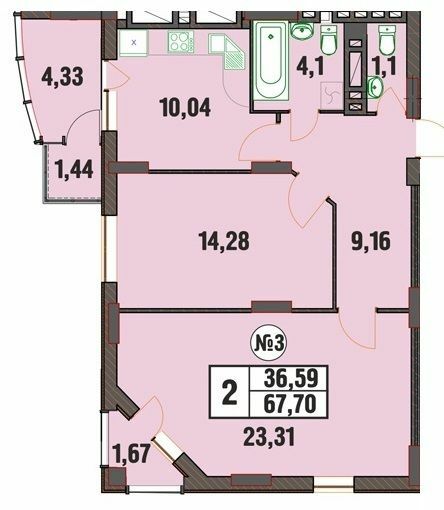 2-комнатная 67.7 м² в ЖК Над Бугом от 13 200 грн/м², Хмельницкий