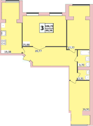 3-комнатная 106.72 м² в ЖК на ул. Заречанская, 3/3Б от 9 950 грн/м², Хмельницкий