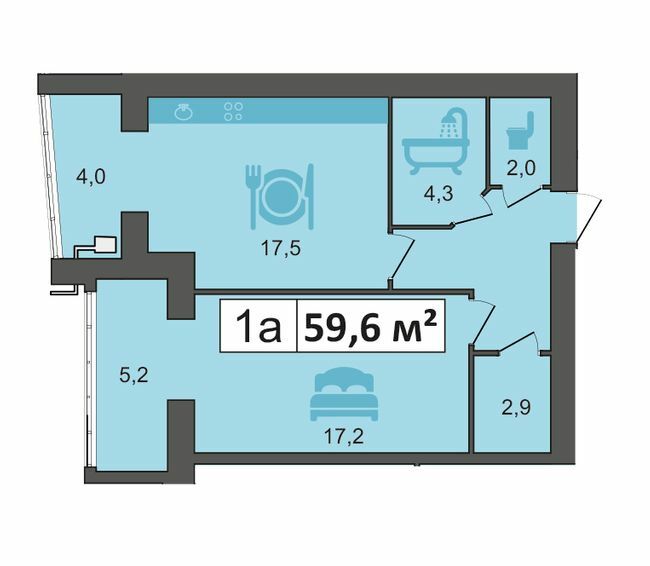 1-комнатная 59.6 м² в ЖК PodilSky от 10 700 грн/м², г. Каменец-Подольский