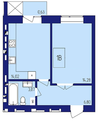 1-комнатная 39.59 м² в ЖК Варшавський от застройщика, г. Нетешин