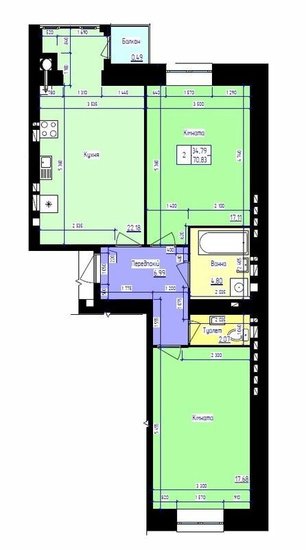 2-комнатная 70.83 м² в ЖК Парковый Лайф от 14 500 грн/м², г. Волочиск