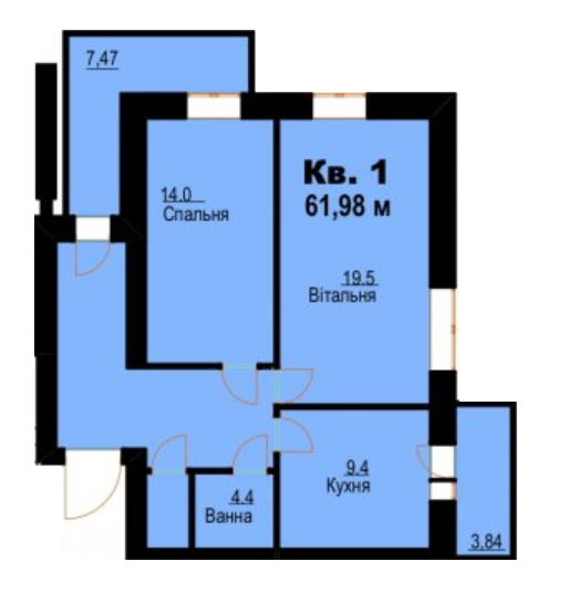 2-комнатная 61.98 м² в ЖК на ул. Молодежная, 26 от 9 000 грн/м², г. Каменец-Подольский