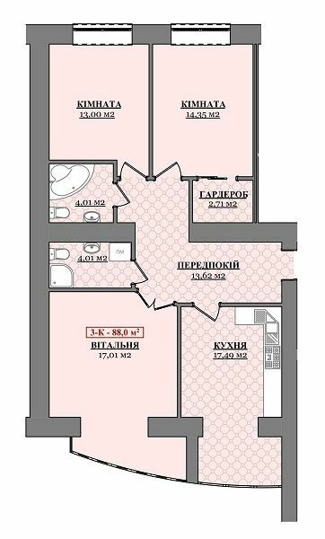 3-комнатная 88 м² в ЖК Городок Соборный от 11 500 грн/м², Ивано-Франковск