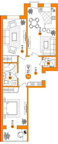 2-комнатная 70.42 м² в ЖК Парковый городок от 13 300 грн/м², Ивано-Франковск