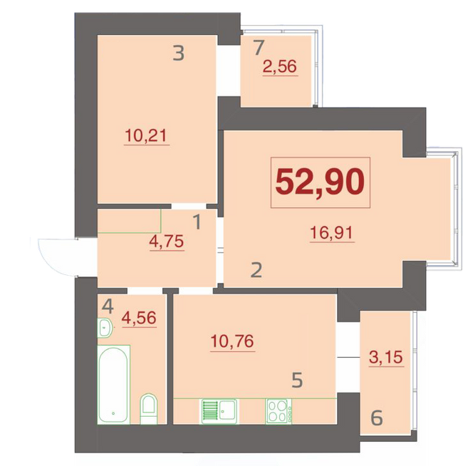 2-комнатная 52.9 м² в ЖК Левада Демьянов Лаз от 10 500 грн/м², Ивано-Франковск