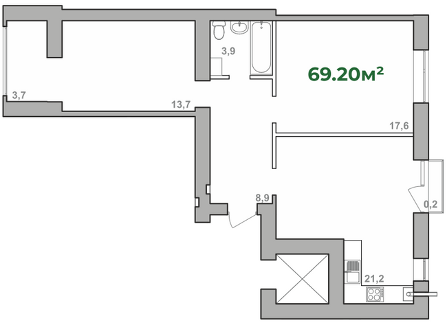 2-комнатная 69.2 м² в ЖК Городок Липки от 16 000 грн/м², Ивано-Франковск