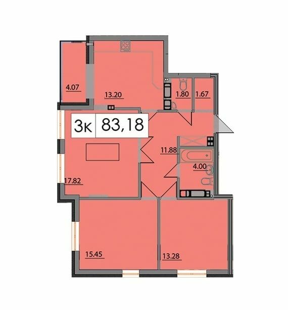 3-комнатная 83.18 м² в ЖК Липская Башня от 13 700 грн/м², Ивано-Франковск