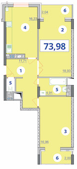 2-кімнатна 73.98 м² в ЖК Квартал Галичанка від 18 950 грн/м², Івано-Франківськ