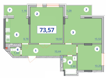 3-комнатная 73.57 м² в ЖК Квартал Галичанка от 19 350 грн/м², Ивано-Франковск