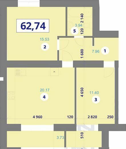 2-комнатная 62.74 м² в ЖК Галицкий 2 от 13 500 грн/м², Ивано-Франковск