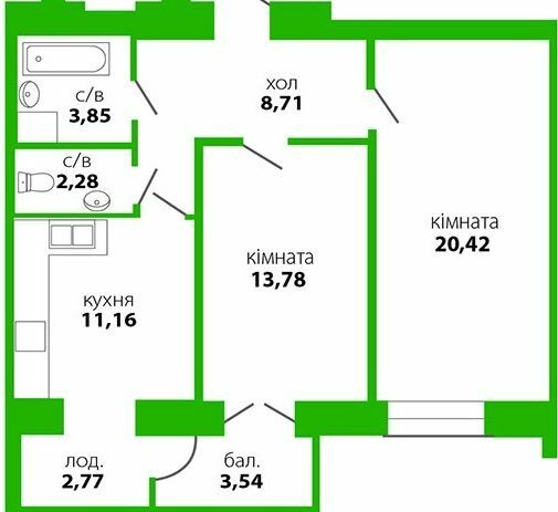 2-комнатная 64.04 м² в ЖК Квартал Виноградний от 12 950 грн/м², Ивано-Франковск