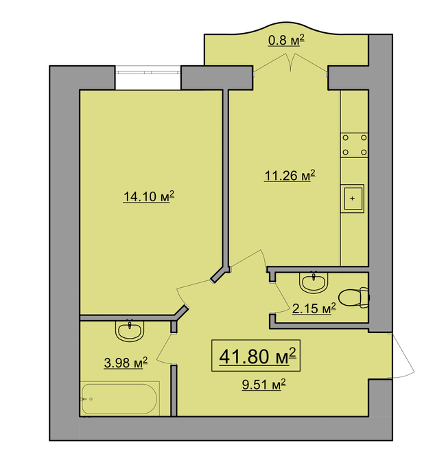 1-комнатная 41.8 м² в ЖК им. Яна от застройщика, Ивано-Франковск