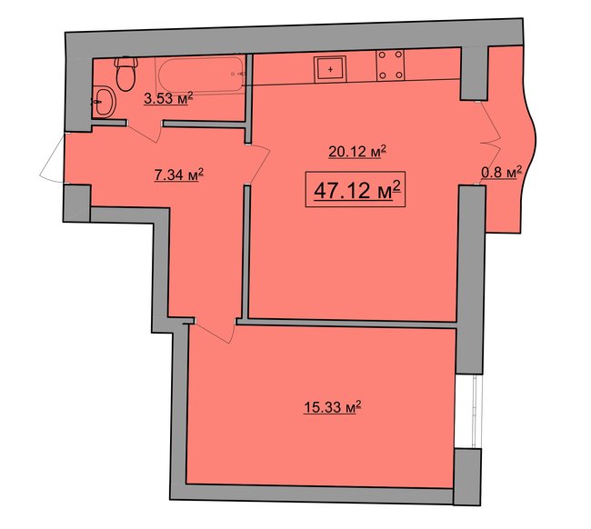 1-комнатная 47.12 м² в ЖК им. Яна от застройщика, Ивано-Франковск