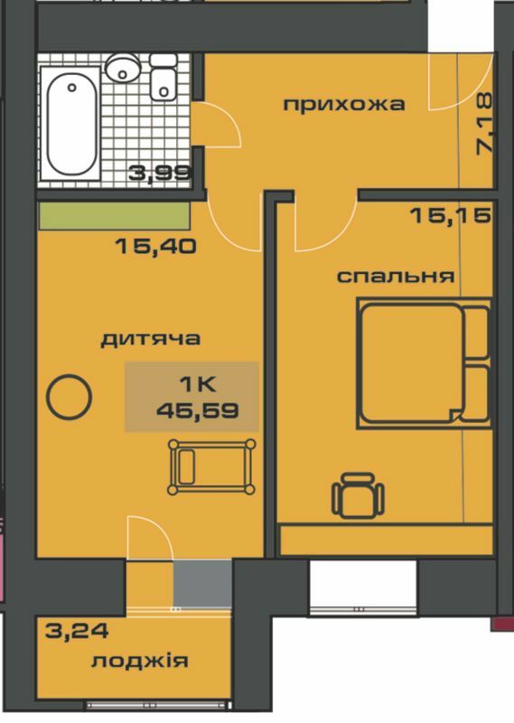 1-комнатная 45.59 м² в ЖК на ул. Независимости, 146А от 13 200 грн/м², Ивано-Франковск