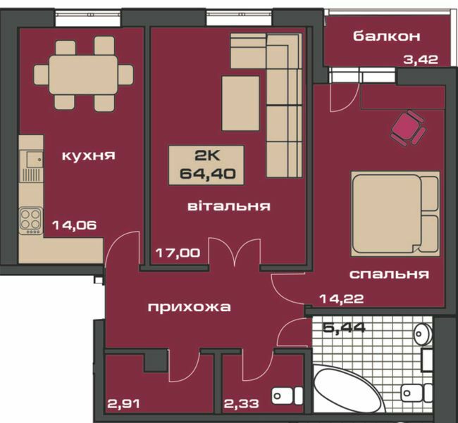 2-кімнатна 64.4 м² в ЖК на вул. Незалежності, 146А від 13 200 грн/м², Івано-Франківськ