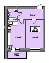 1-кімнатна 43.32 м² в ЖК на вул. Горбачевського від 9 400 грн/м², Івано-Франківськ