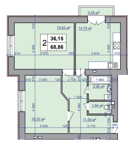 2-комнатная 68.86 м² в ЖК на ул. Шевченко, 52 от 20 150 грн/м², Ивано-Франковск