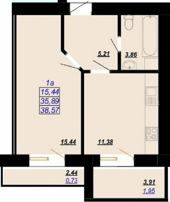 1-комнатная 38.57 м² в ЖК Цитадель-2 от 11 900 грн/м², Ивано-Франковск