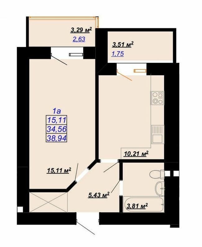 1-кімнатна 38.94 м² в ЖК Цитадель-2 від 14 000 грн/м², Івано-Франківськ