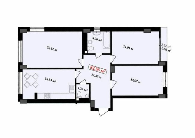 3-комнатная 82.56 м² в ЖК Империя от 14 000 грн/м², Ивано-Франковск